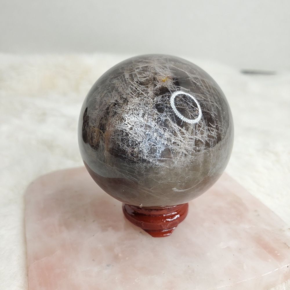 Flashy Black Moonstone Sphere - Picture 1 of 13